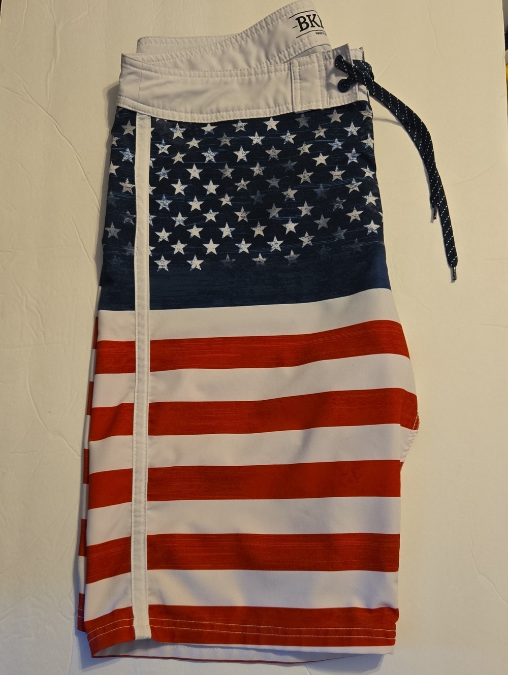 BKE Men's Red, White & Blue Star Stripe Swim Shorts - W32